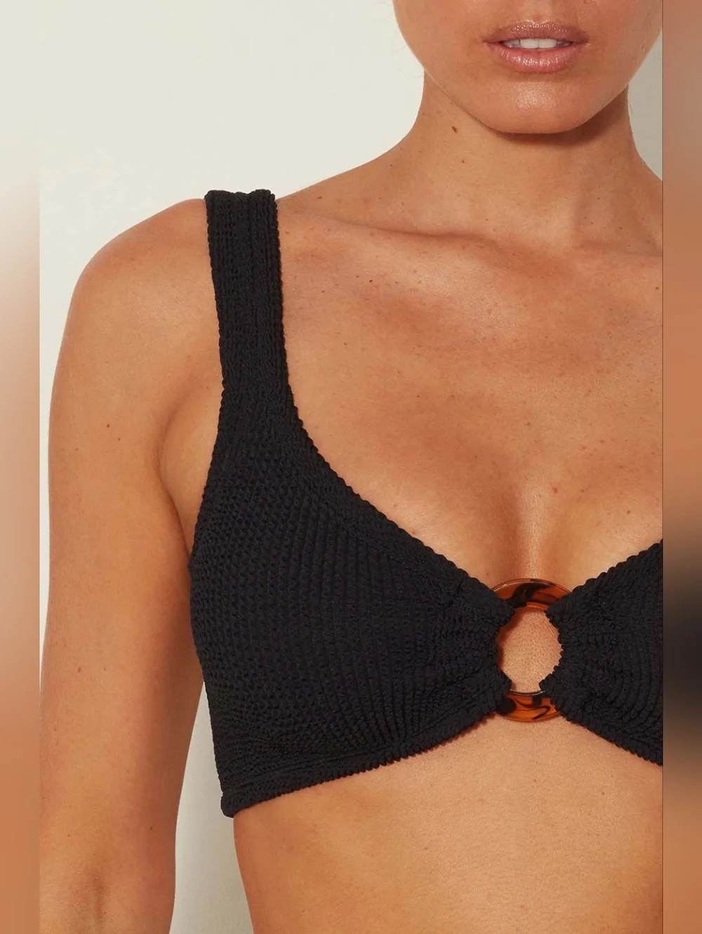 HUNZA G Black Stretch Nylon Nadine Bikini One Size SW1